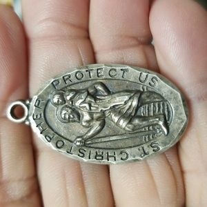 925 STERLING SILVER ST. CHRISTOPHER Charm or pendant. 1.75" x .75" EUC. #4